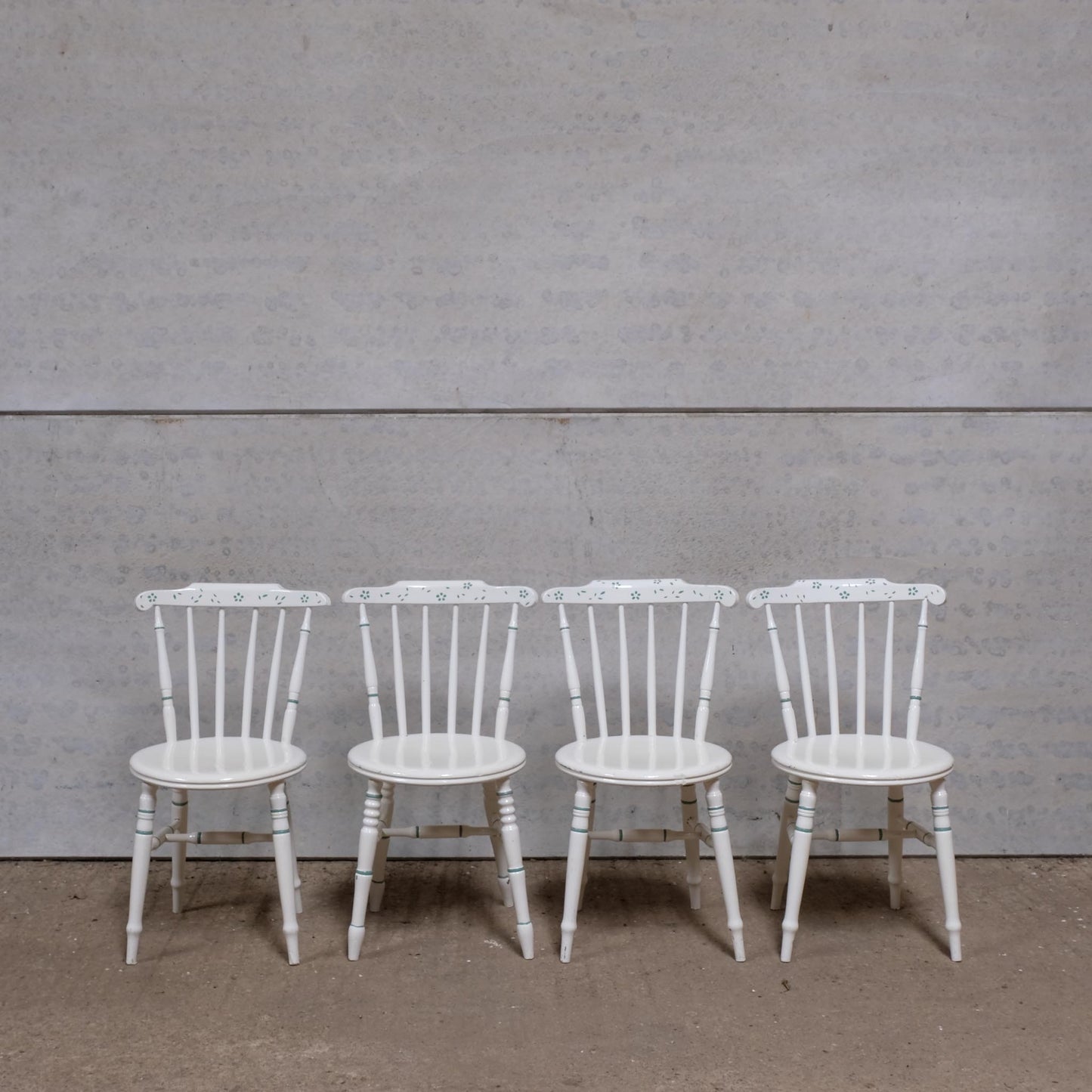 FOUR WHITE PAINTED KITCHEN CHAIRS