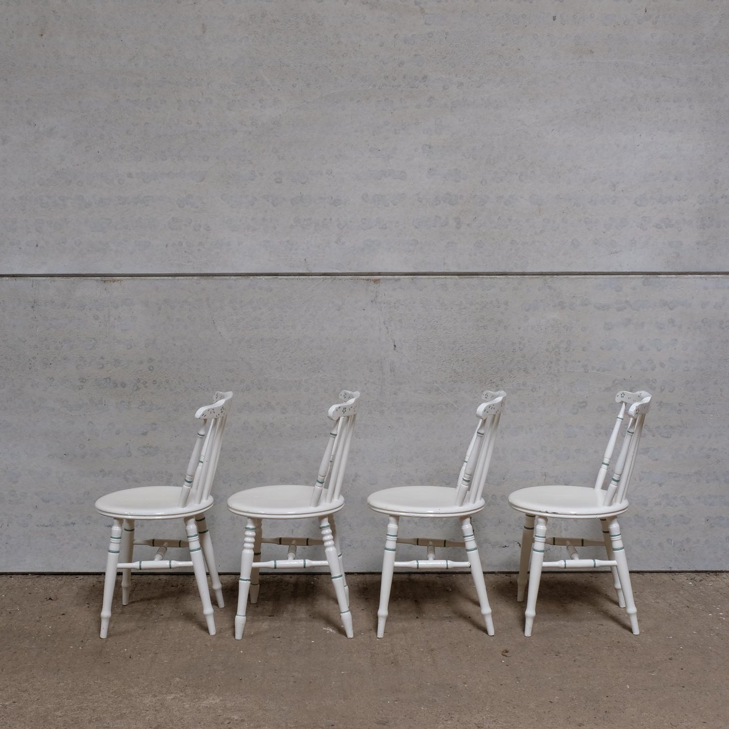 FOUR WHITE PAINTED KITCHEN CHAIRS