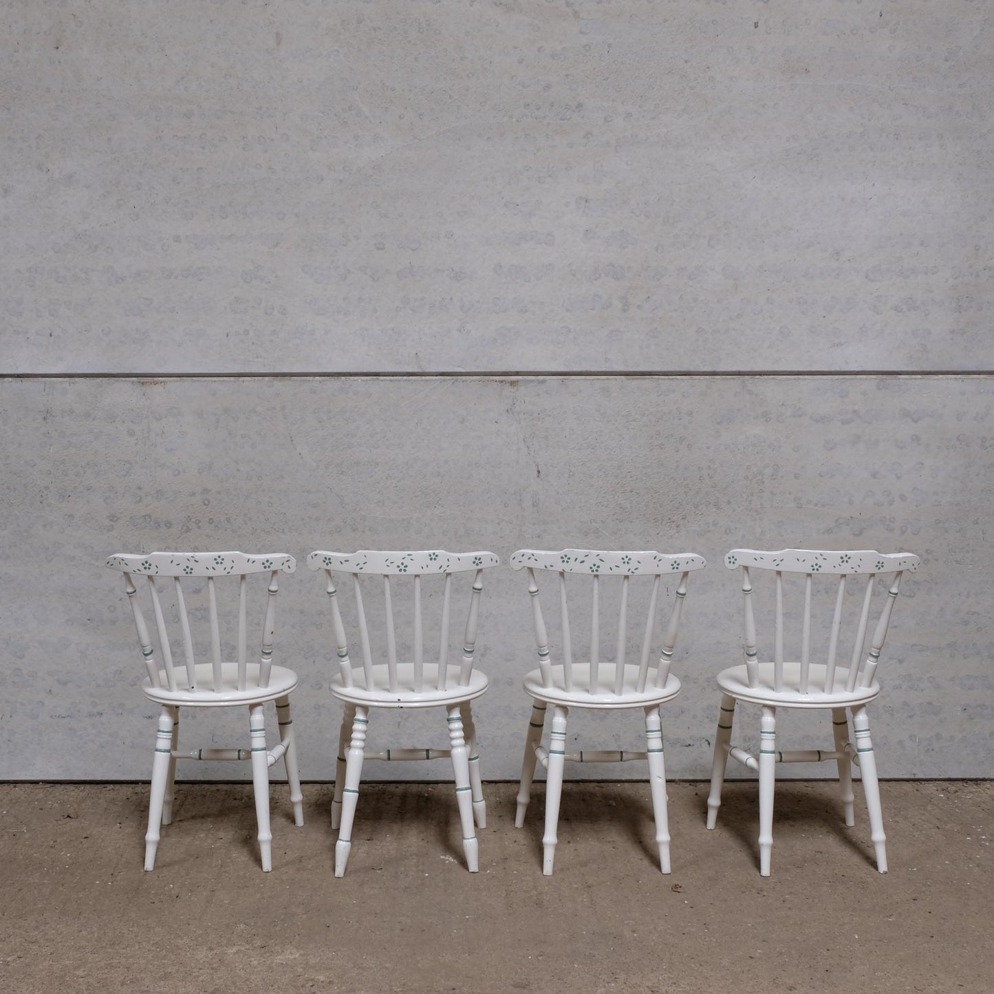 FOUR WHITE PAINTED KITCHEN CHAIRS