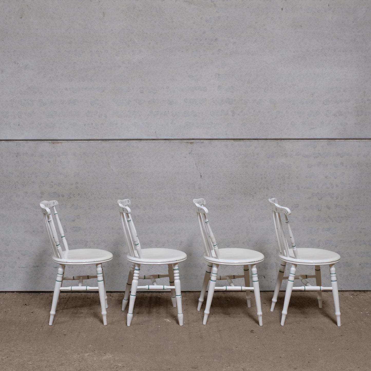 FOUR WHITE PAINTED KITCHEN CHAIRS