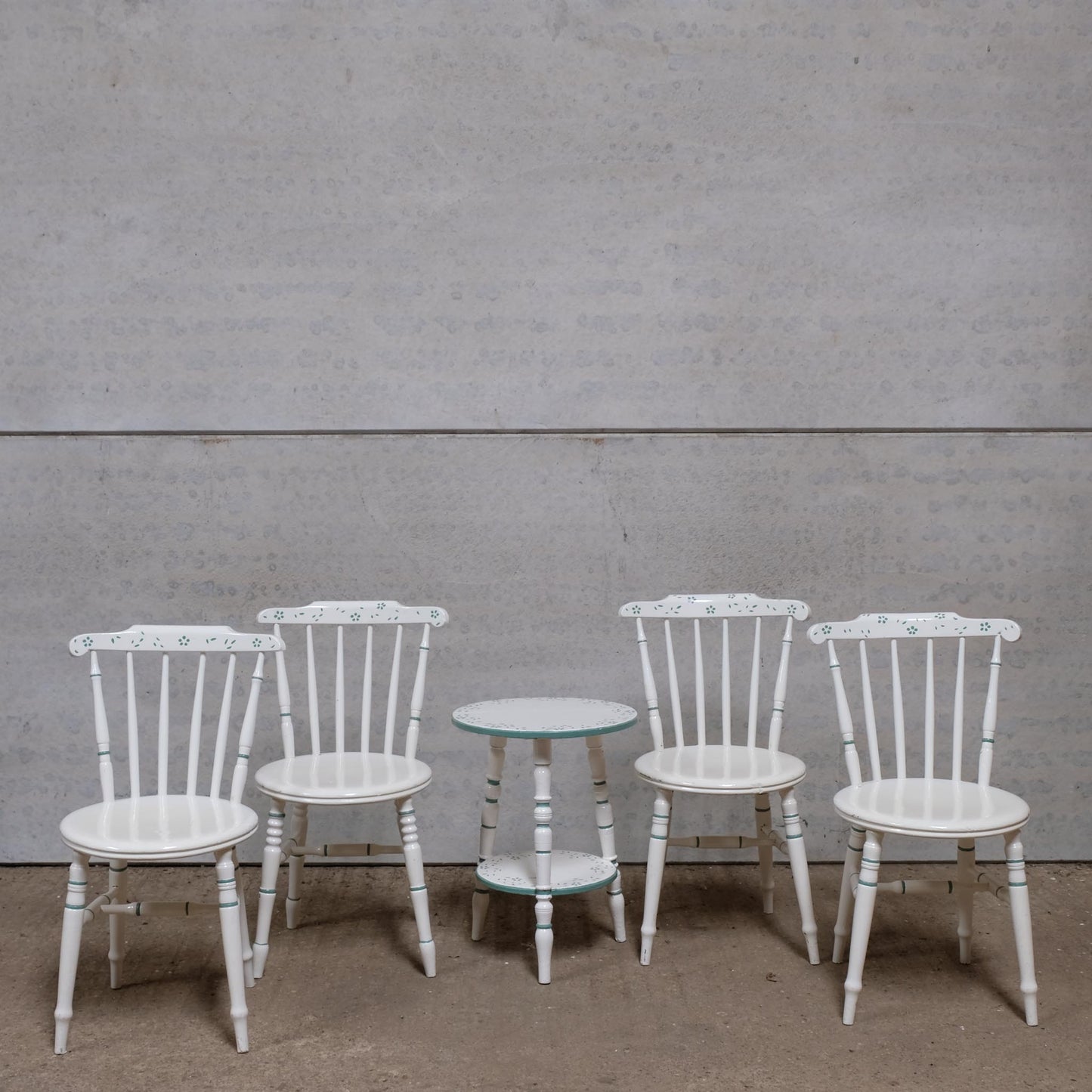 FOUR WHITE PAINTED KITCHEN CHAIRS