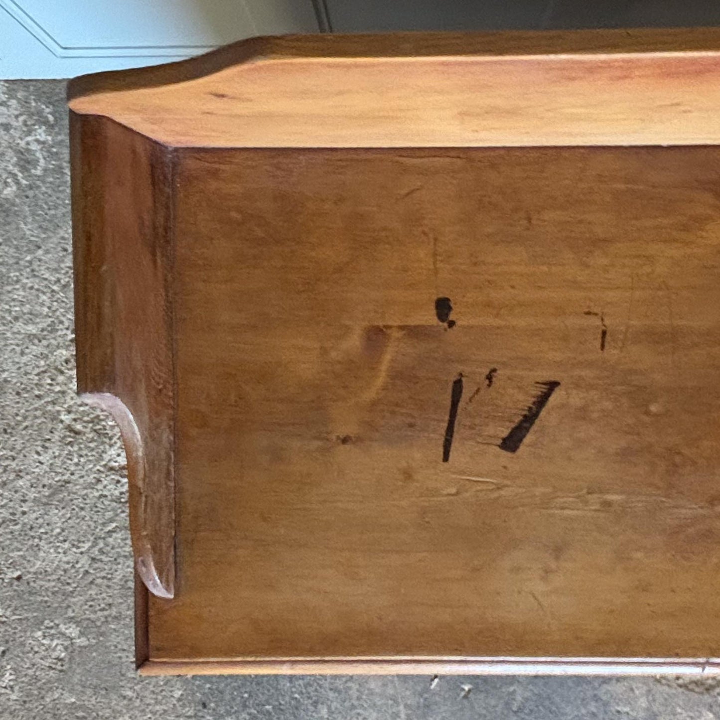 An Edwardian pine chest of drawers with 3/4 galleried top, with two short over two long drawers, raised on turned bun feet. Some gentle patina as to be expected, the drawers all working smoothly, in very good condition.